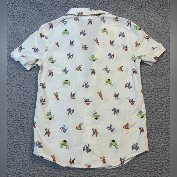 Marvel Jumping Beans Button Up T Shirt Boys Size 7 White Graphic Print - Picture 2 of 8